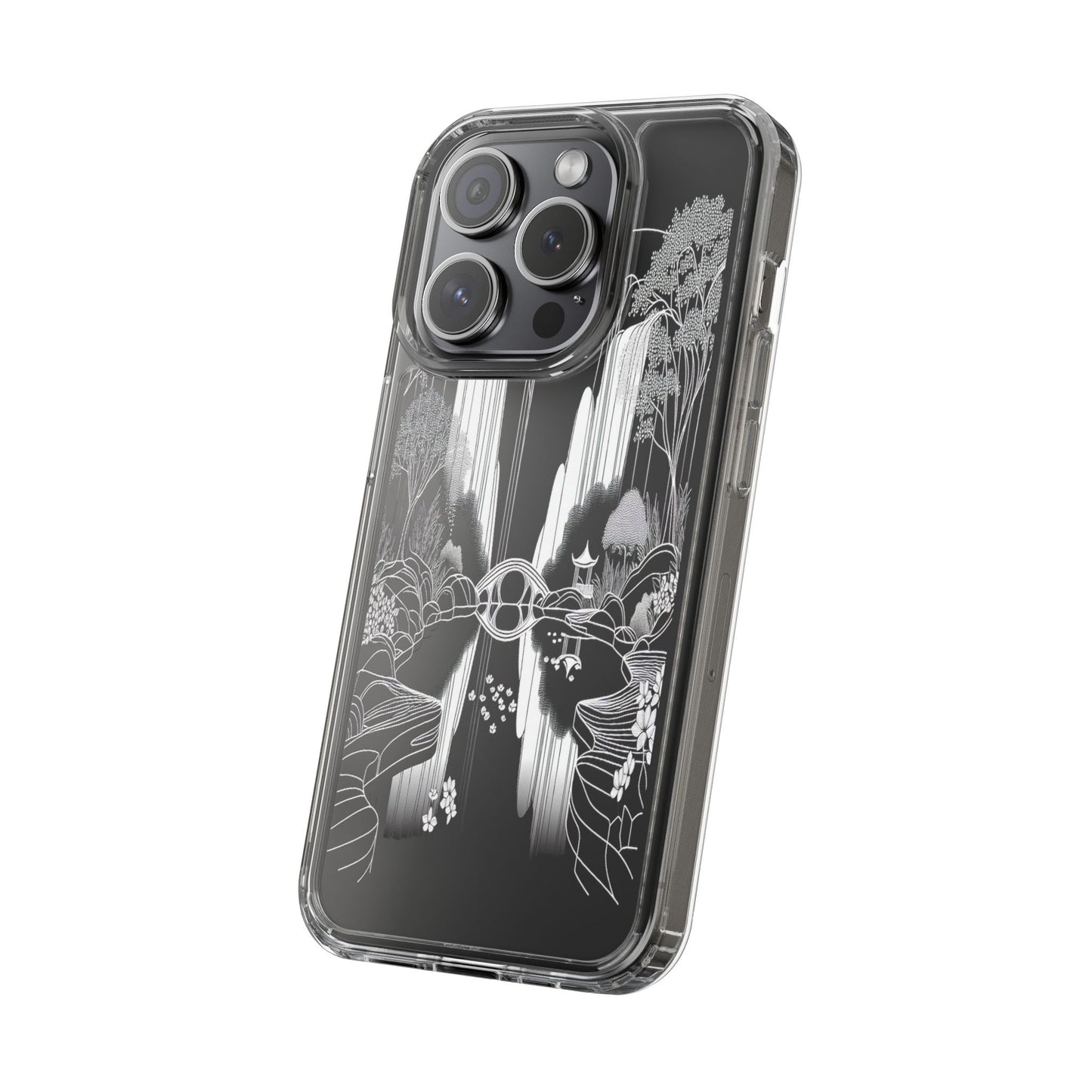 Transparent Waterfall Bridge Scene Iphone Case Compatible With Iphone 16 15 14 - Clear Phone Cover