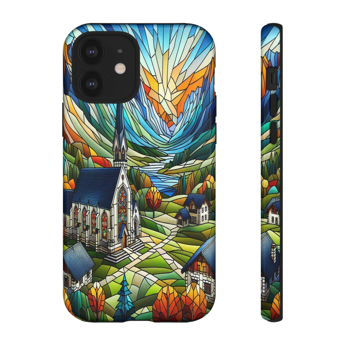 Stained Glass Countryside Scene - Phone Case