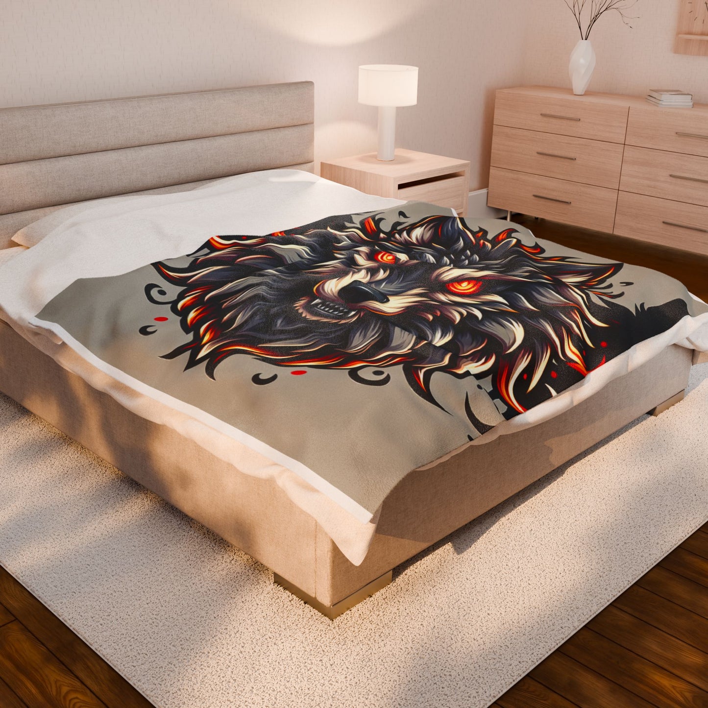 Fierce Wolf's Glare - Plush Blanket