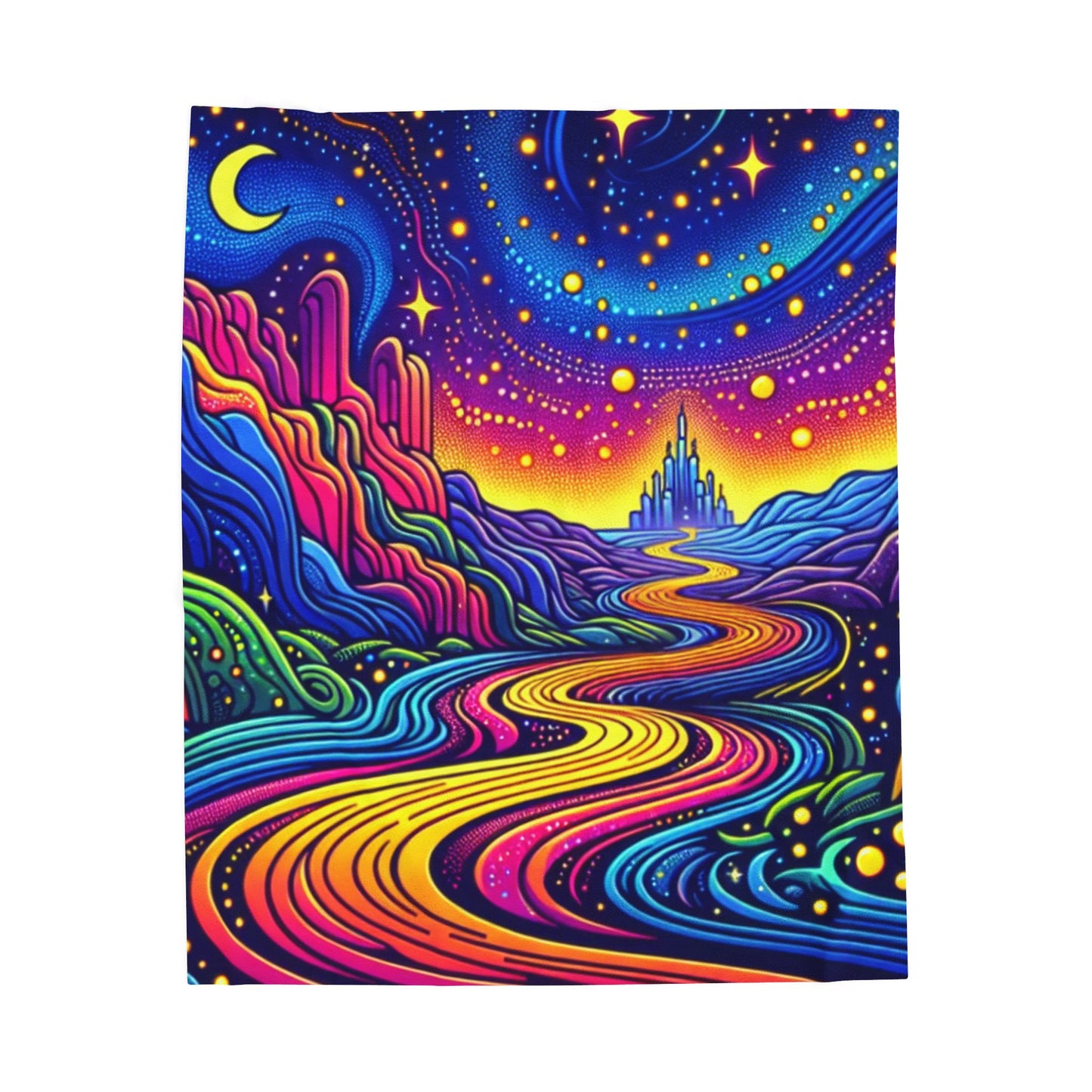 Cosmic Expedition in the Neon Wilderness - Plush Blanket