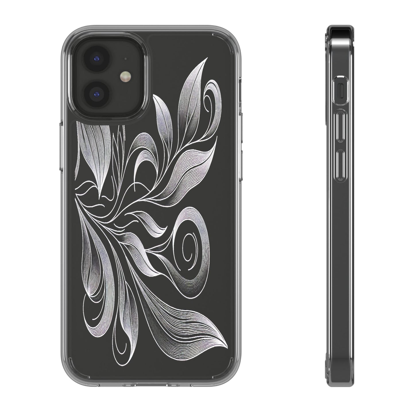 Transparent Nature's Embrace in Linework Iphone Case Compatible With Iphone 16 15 14 - Clear Phone Cover