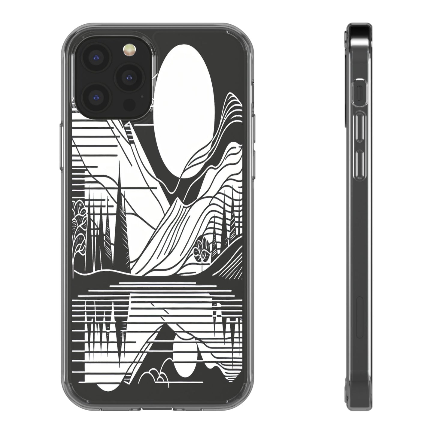 Transparent Lines and Landscape Iphone Case Compatible With Iphone 16 15 14 - Clear Phone Cover