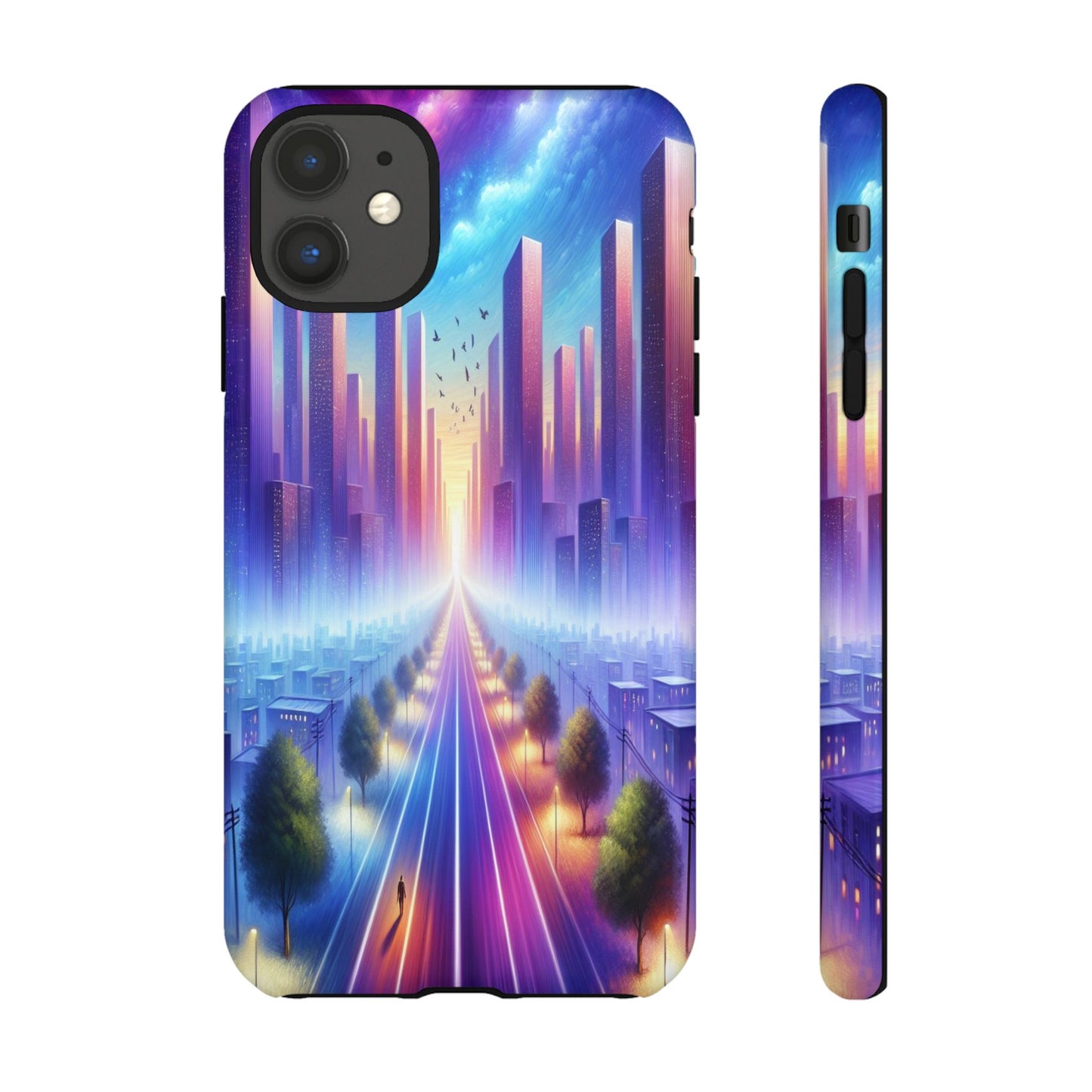 Journey into the Luminous Cityscape - Phone Case
