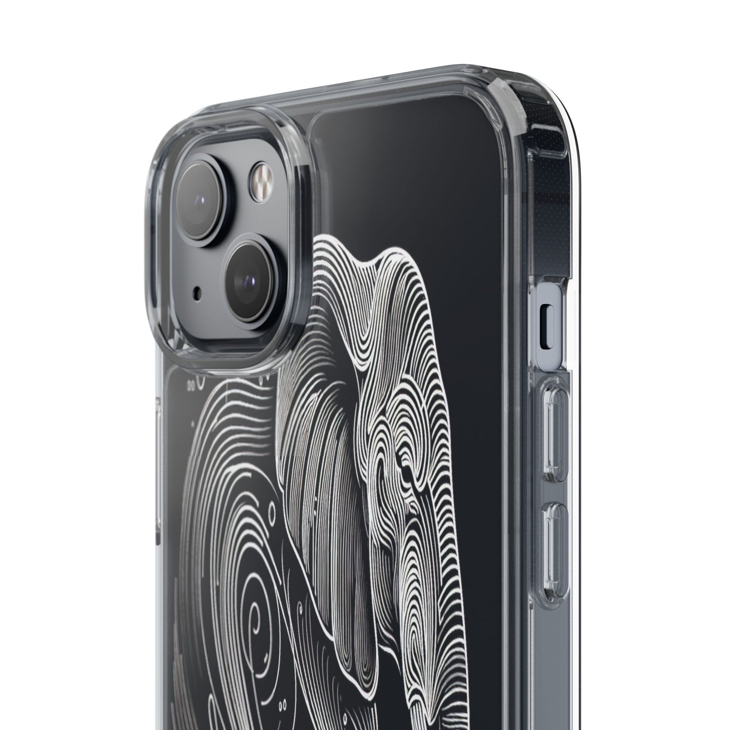 Transparent Elephant in Flowing Lines Iphone Case Compatible With Iphone 16 15 14 - Clear Phone Cover