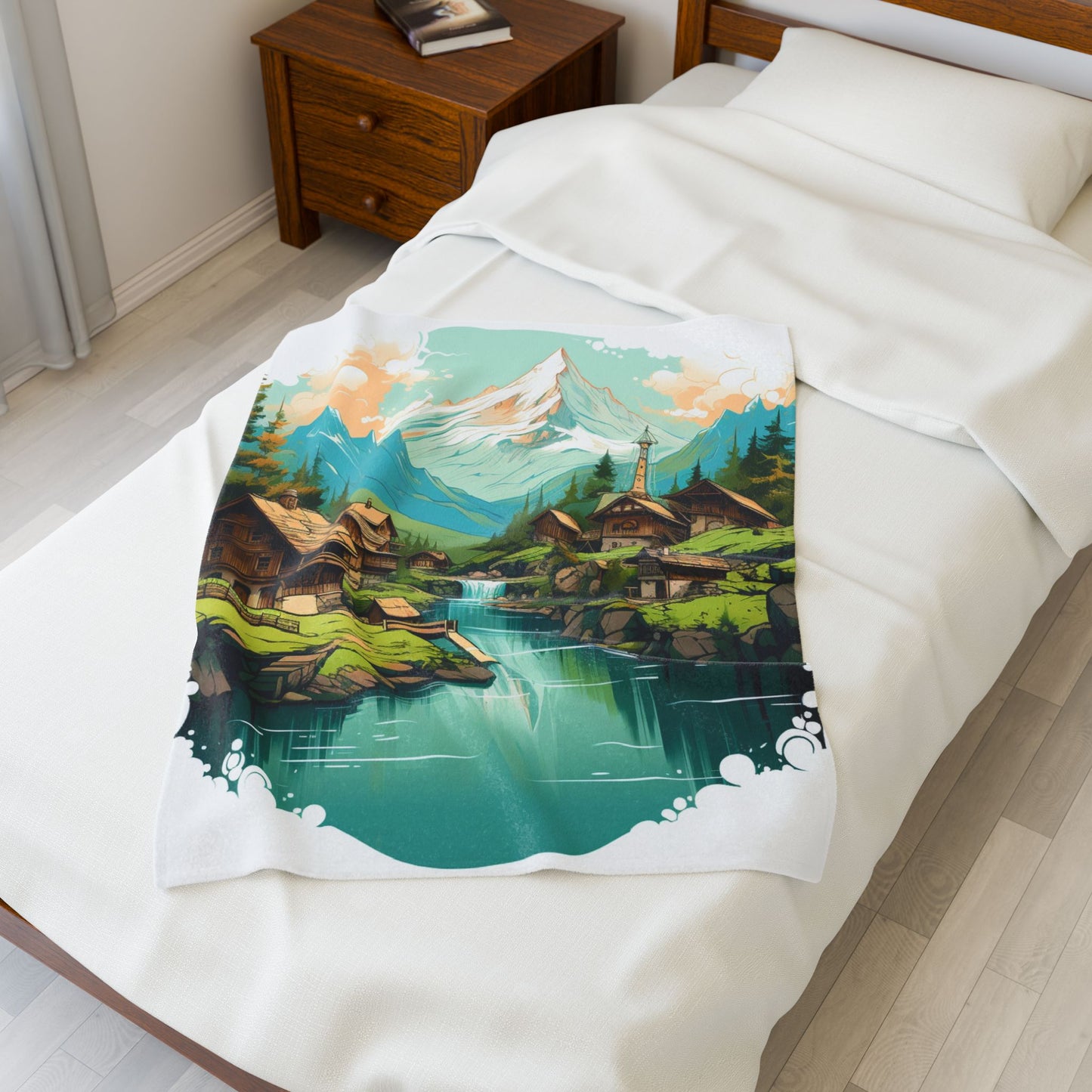 Mountain Village Serenity- Plush Blanket