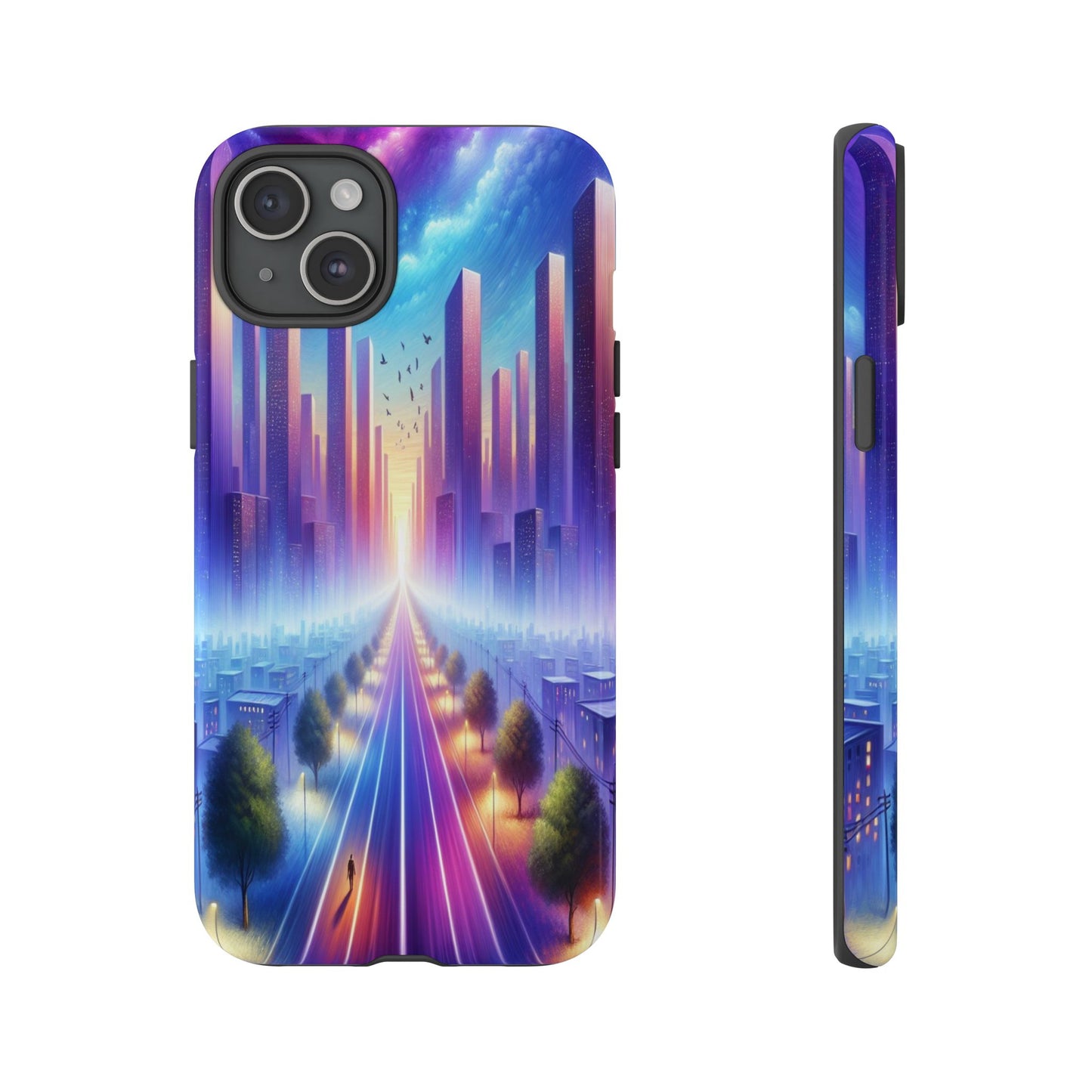 Journey into the Luminous Cityscape - Phone Case
