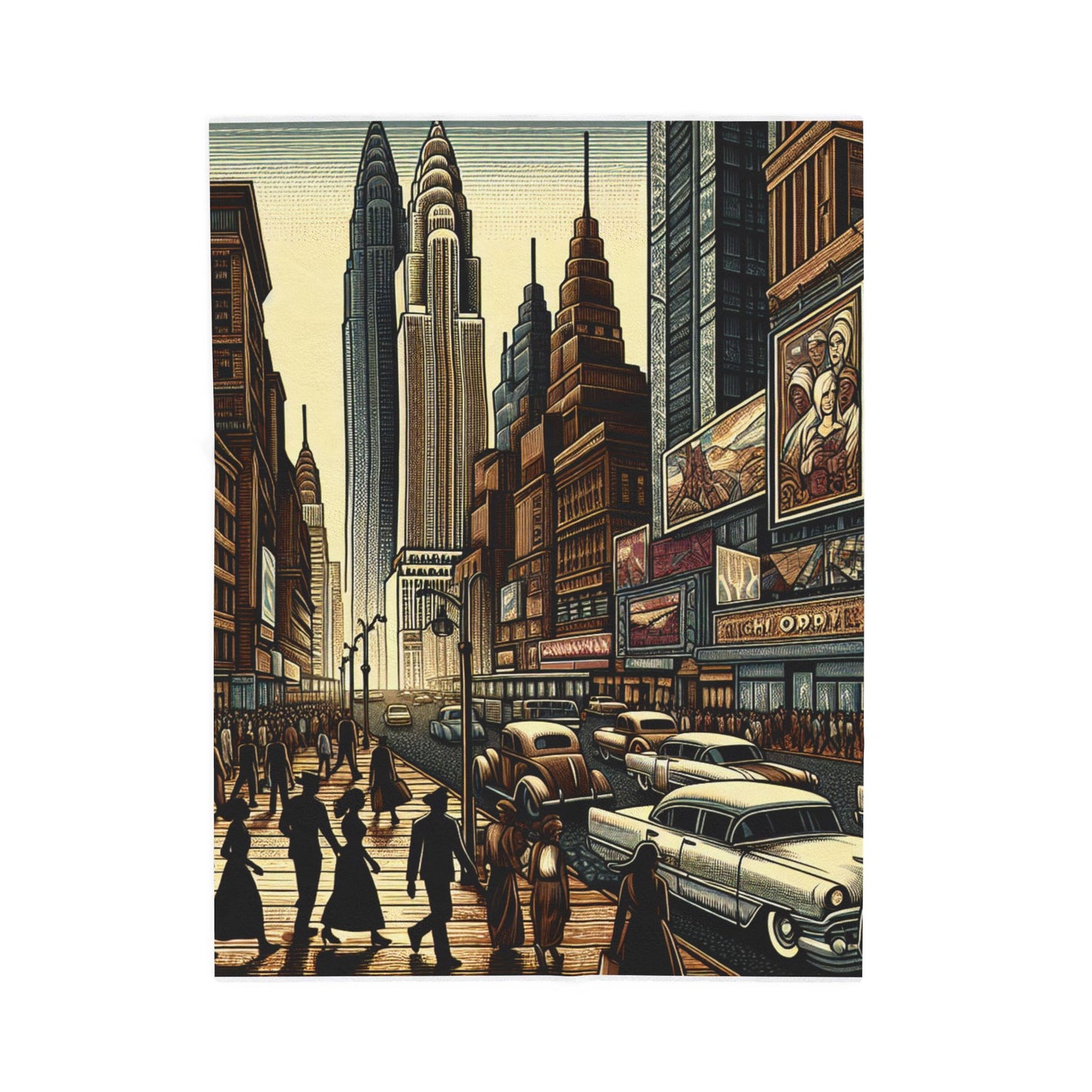 City Life Panorama - Plush Blanket