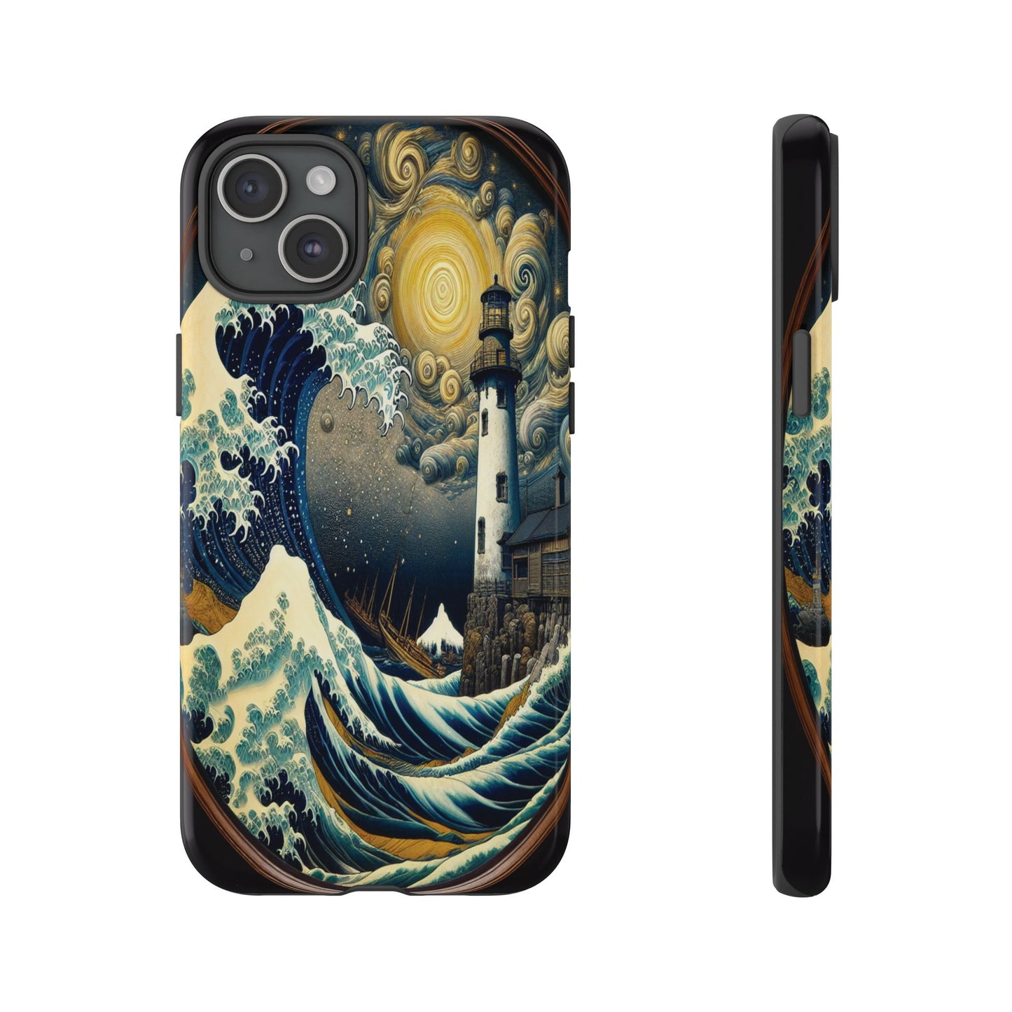 Protective Lighthouse Amidst Celestial Waves Iphone Case Compatible With Iphone 16 15 14 - Phone Cover