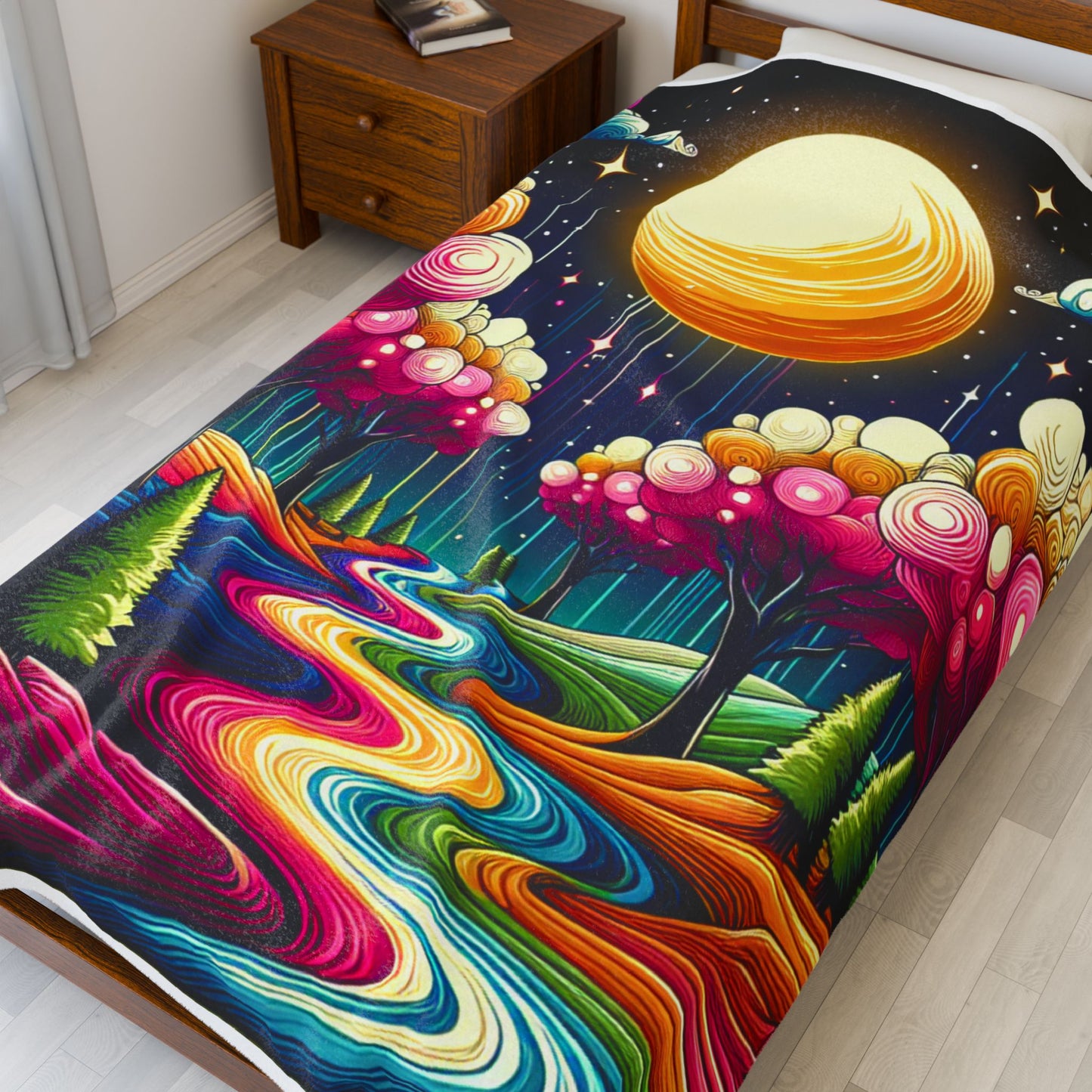 Moonlit Fantasy Forest - Plush Blanket