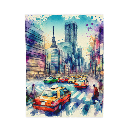 City Crossing in Watercolors - Plush Blanket