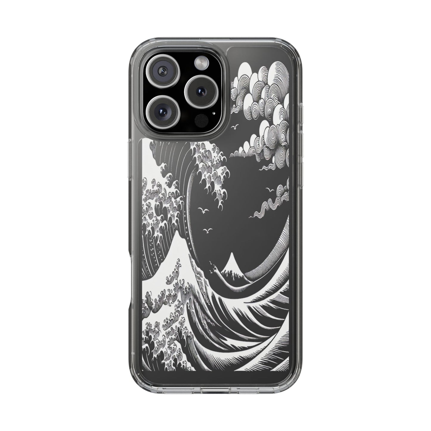 Transparent Waves and Mountains Iphone Case Compatible With Iphone 16 15 14 - Clear Phone Cover