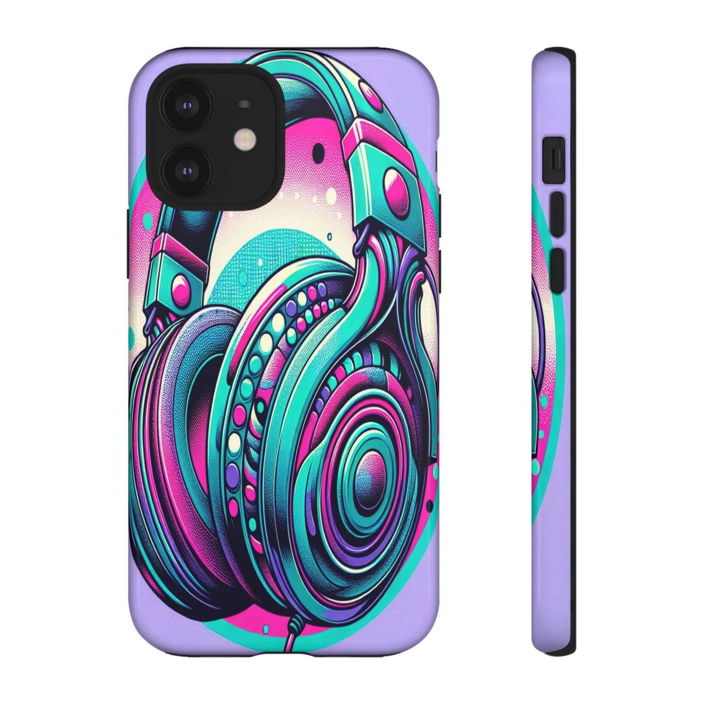 Custom ProtectiveHeadphone Vibes in Electric ColorsIphone Case Compatible With Iphone 16 15 14 - Phone Cover