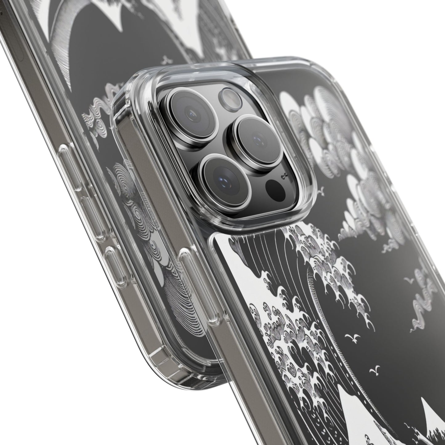 Transparent Waves and Mountains Iphone Case Compatible With Iphone 16 15 14 - Clear Phone Cover