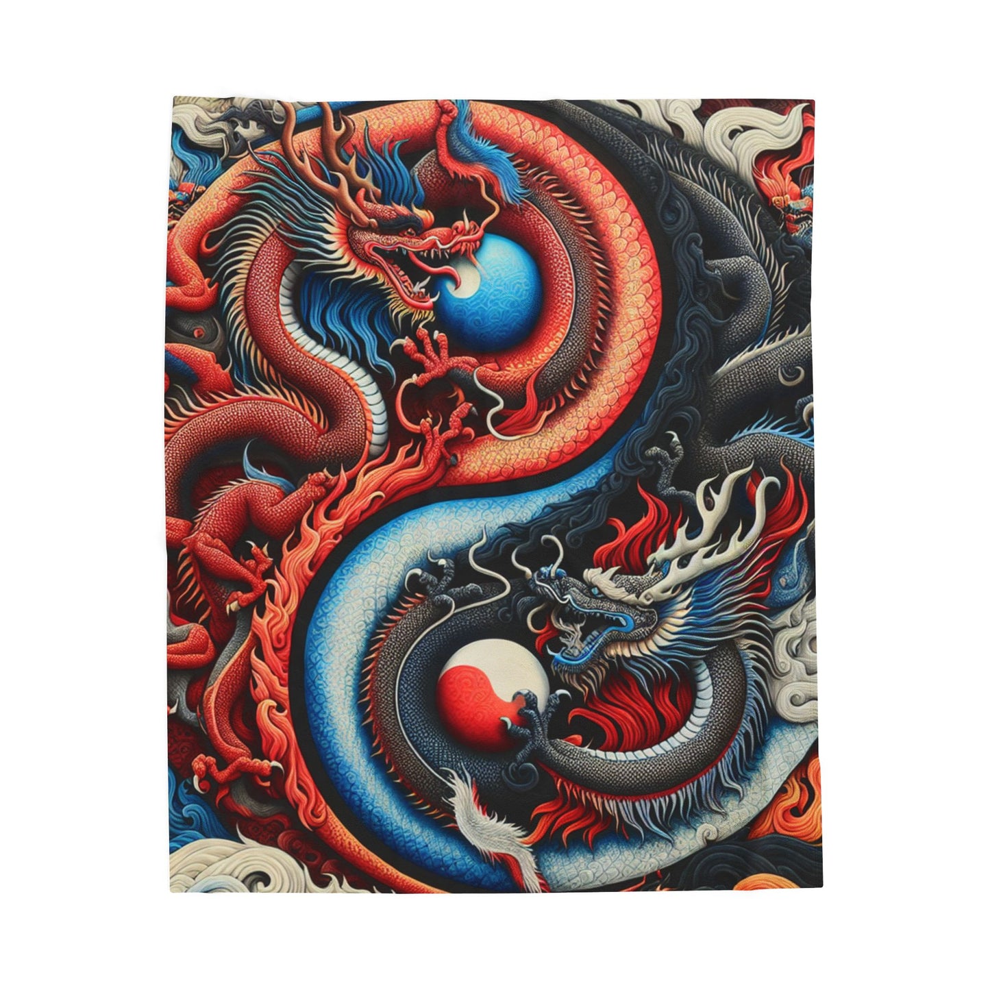 Yin Yang Dragons Balance - Plush Blanket