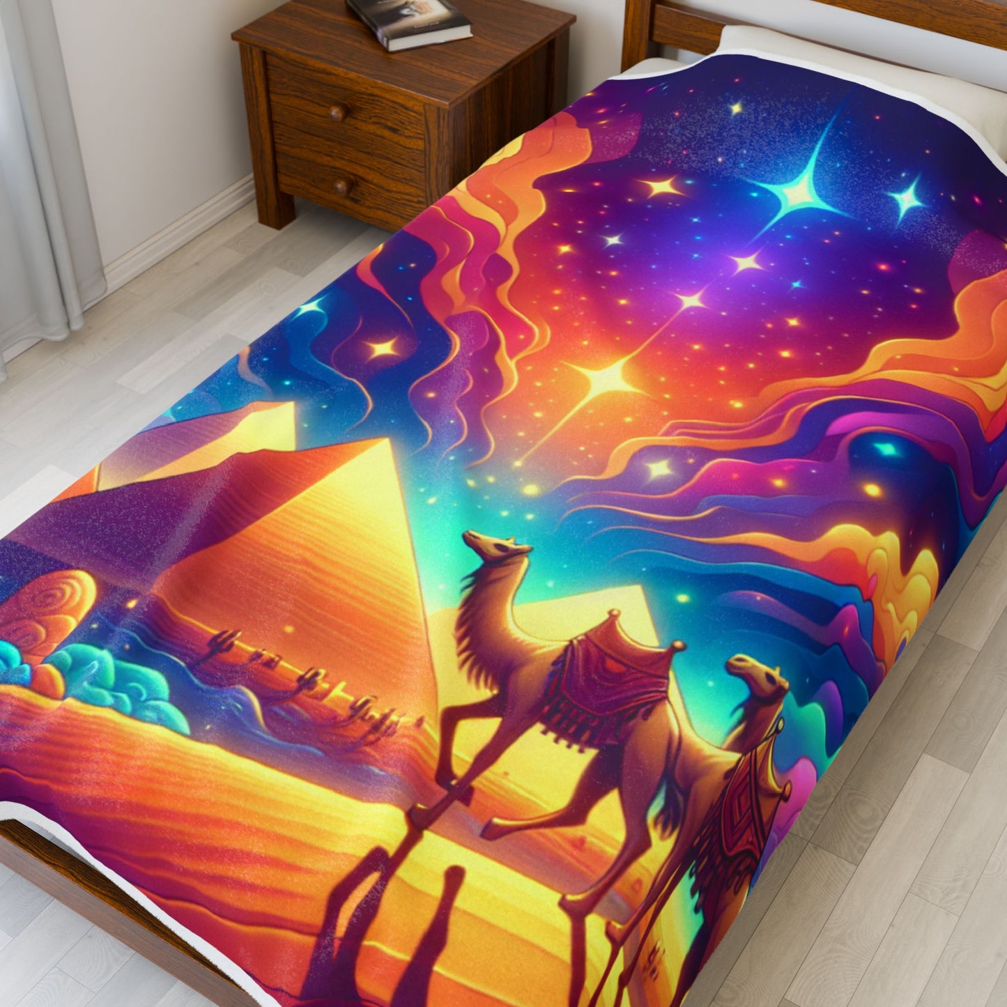 Journey through the Starry Desert - Plush Blanket