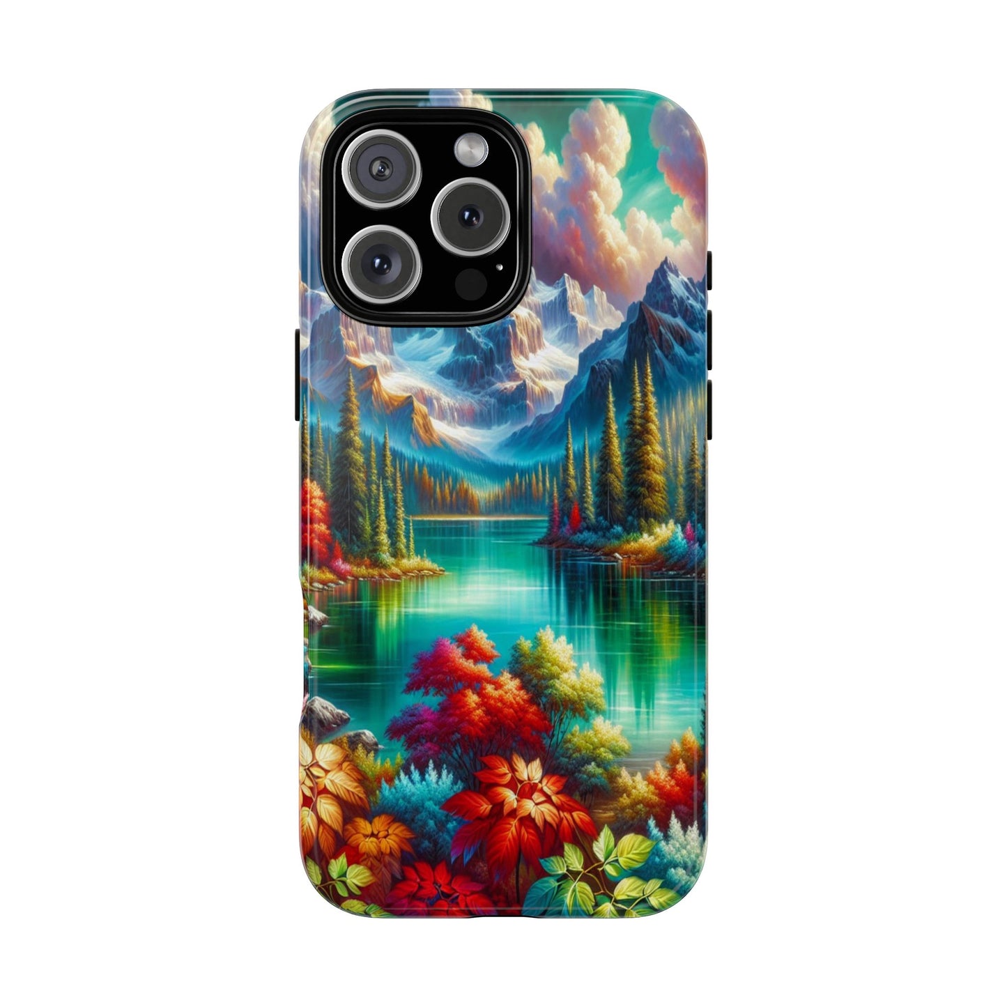 Colorful Mountain Lake Scene - Phone Case