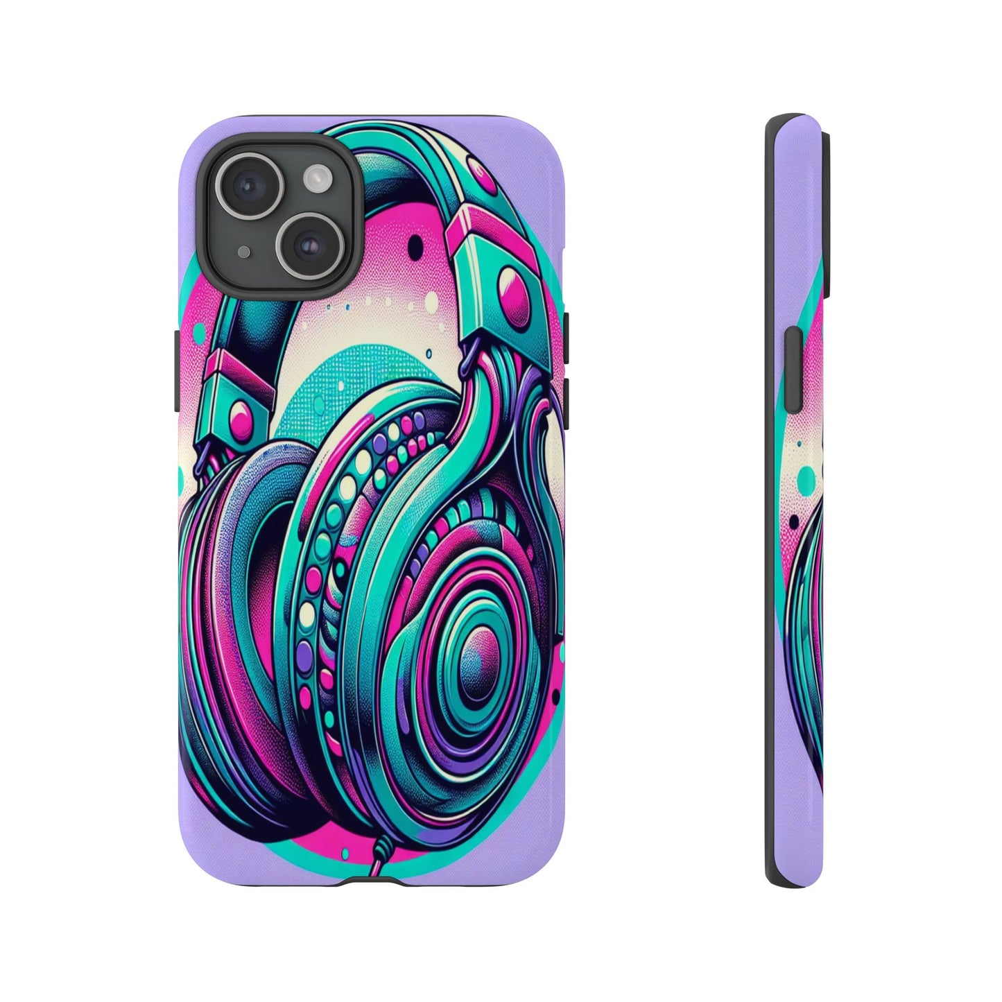 Custom ProtectiveHeadphone Vibes in Electric ColorsIphone Case Compatible With Iphone 16 15 14 - Phone Cover