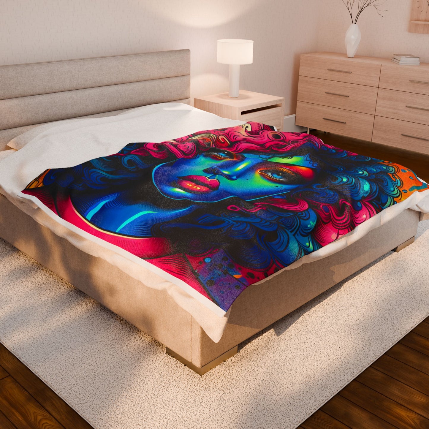 Neon Portraiture Fusion- Plush Blanket