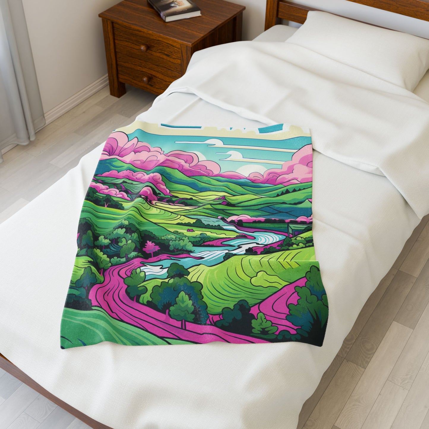 Vibrant Valley Dreamscape- Plush Blanket