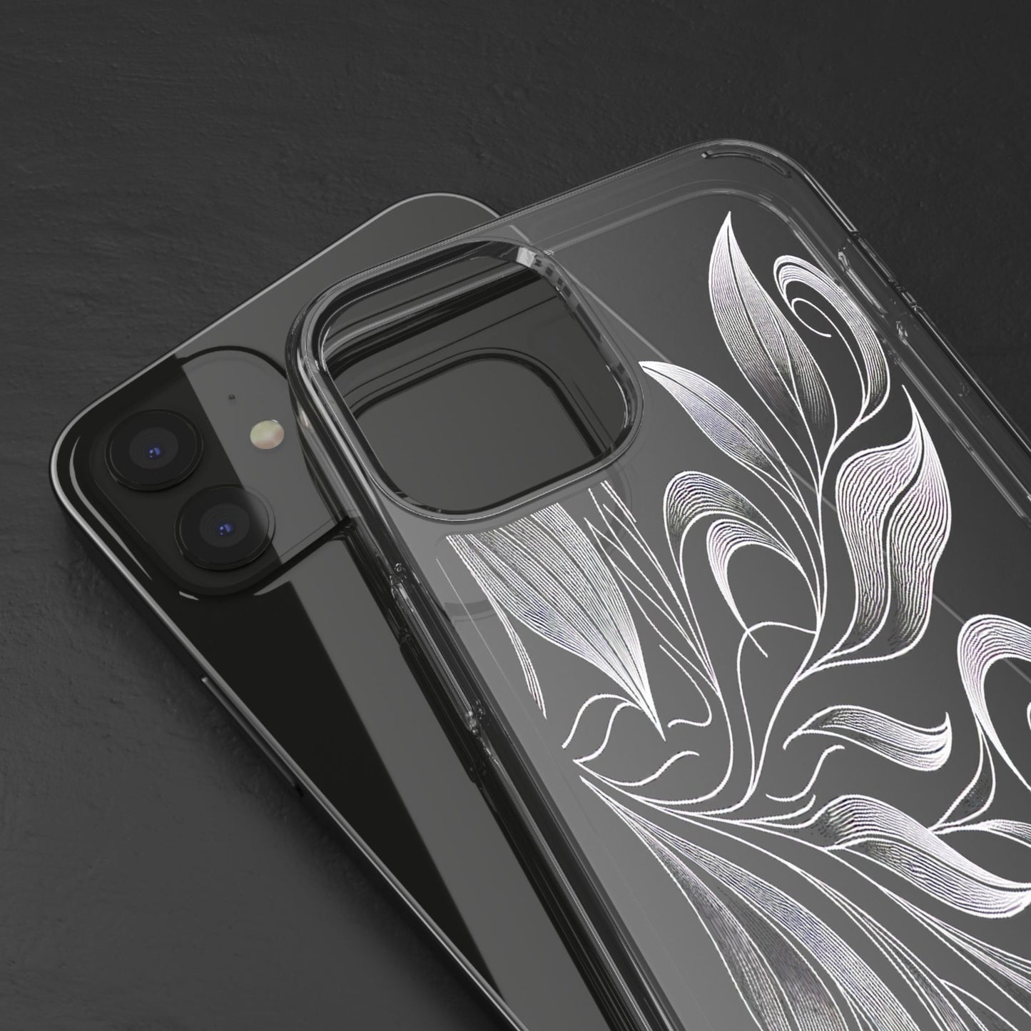 Transparent Nature's Embrace in Linework Iphone Case Compatible With Iphone 16 15 14 - Clear Phone Cover