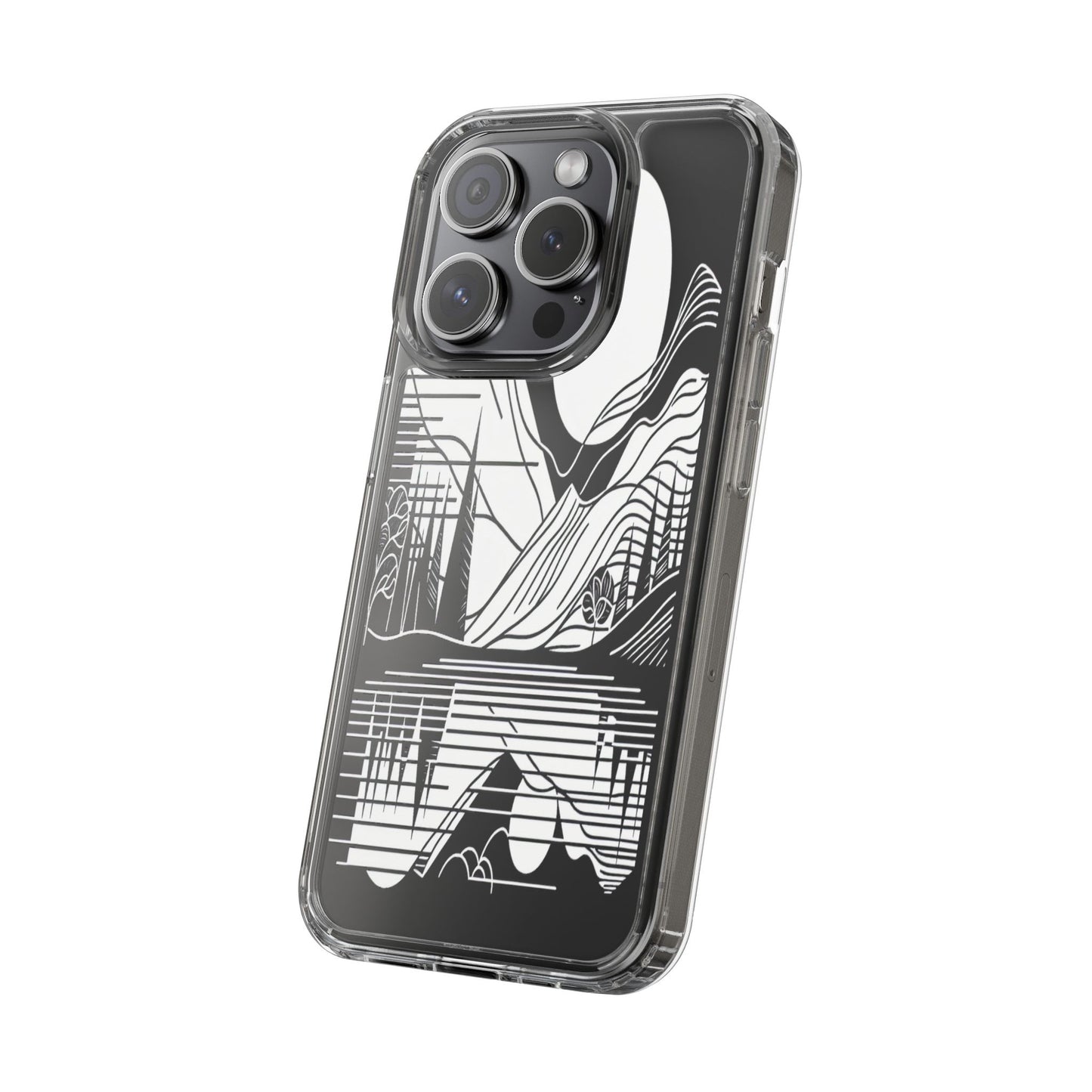 Transparent Lines and Landscape Iphone Case Compatible With Iphone 16 15 14 - Clear Phone Cover