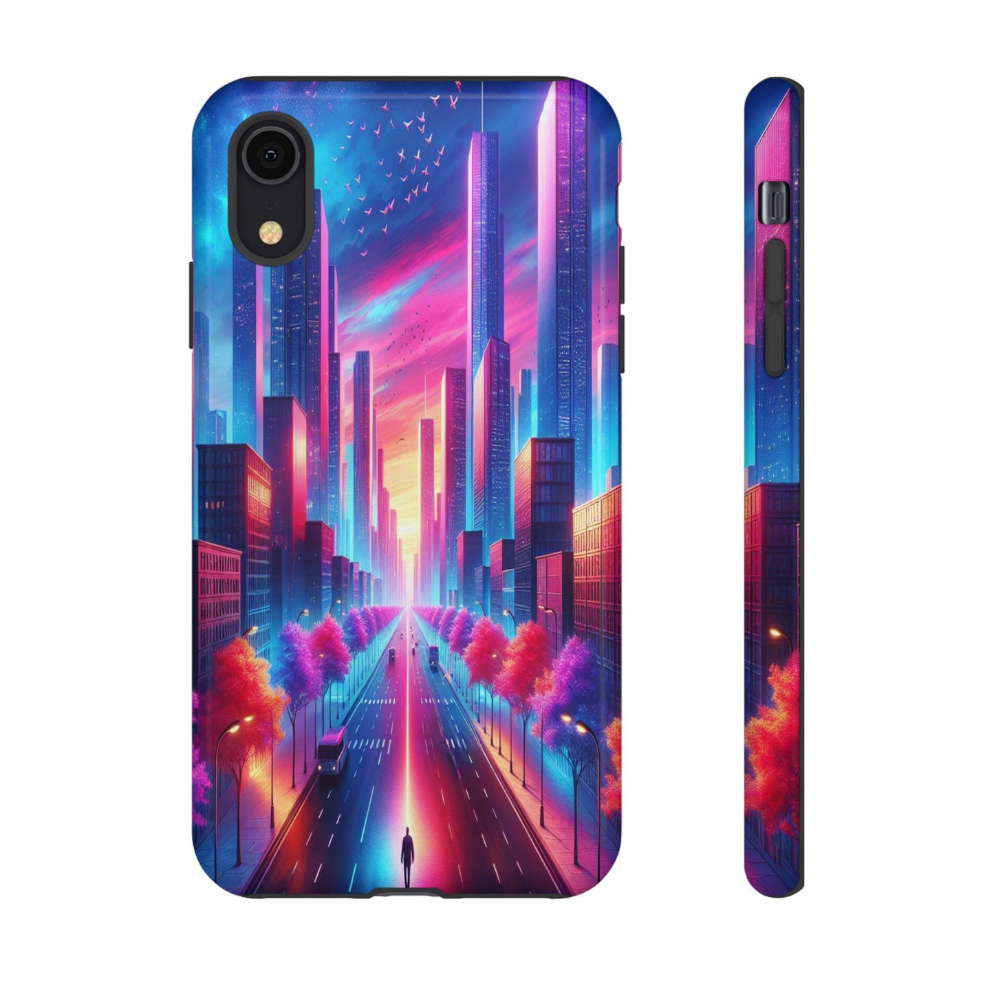 Protective Wanderer in a Luminous Cityscape Iphone Case Compatible With Iphone 16 15 14 - Phone Cover