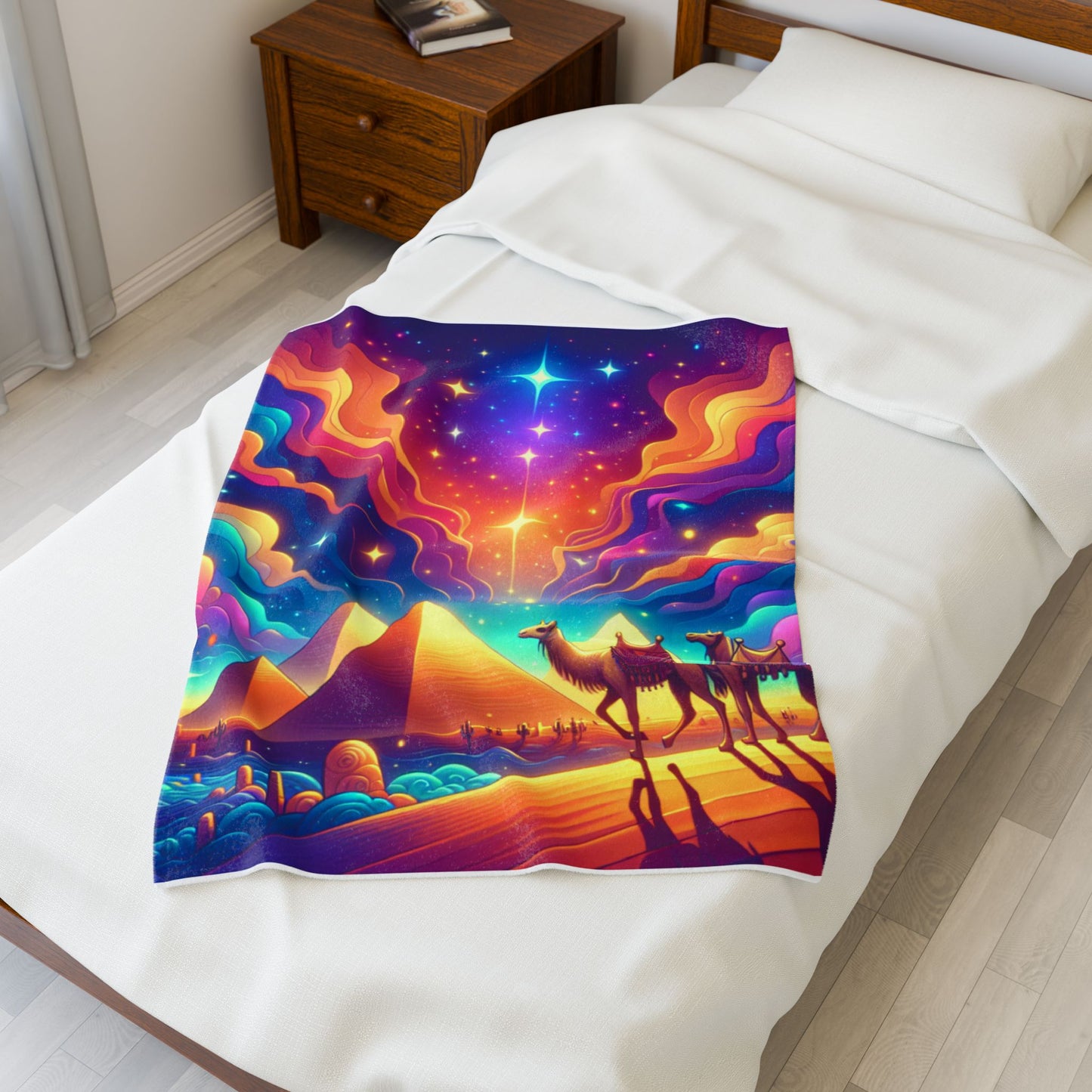 Journey through the Starry Desert - Plush Blanket