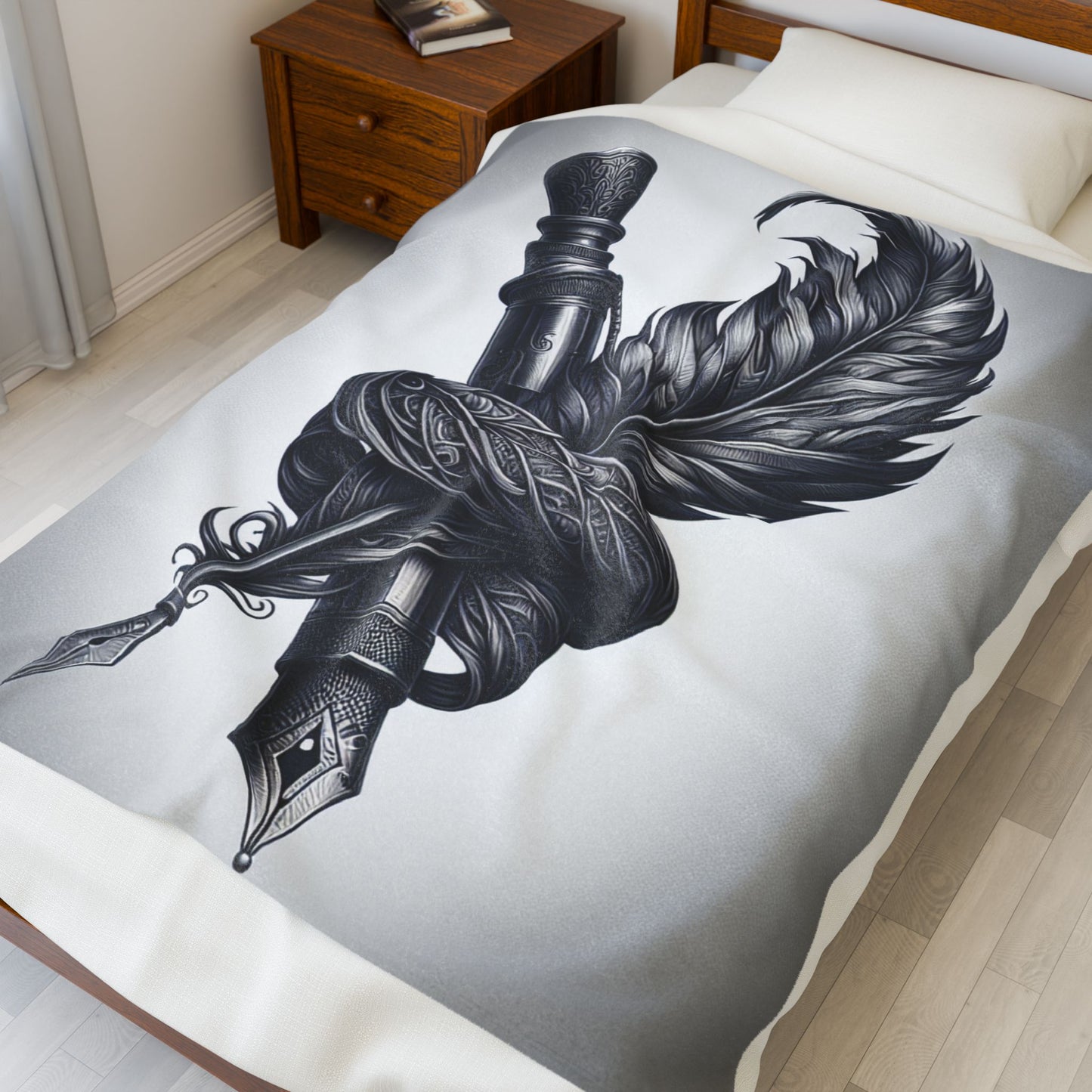 Inked Quill and Nib Knot- Plush Blanket