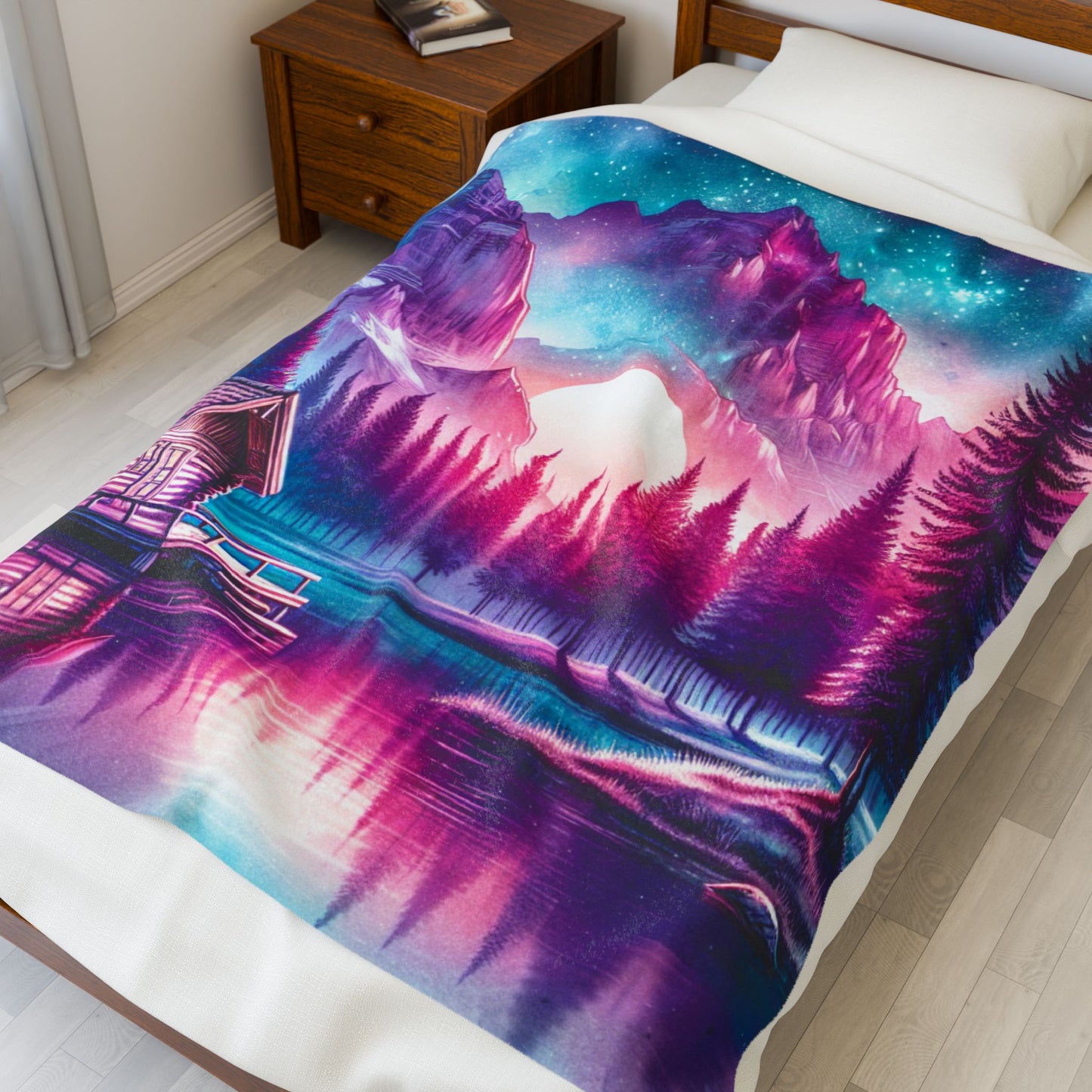 Dreamlike Mountain Retreat - Plush Blanket