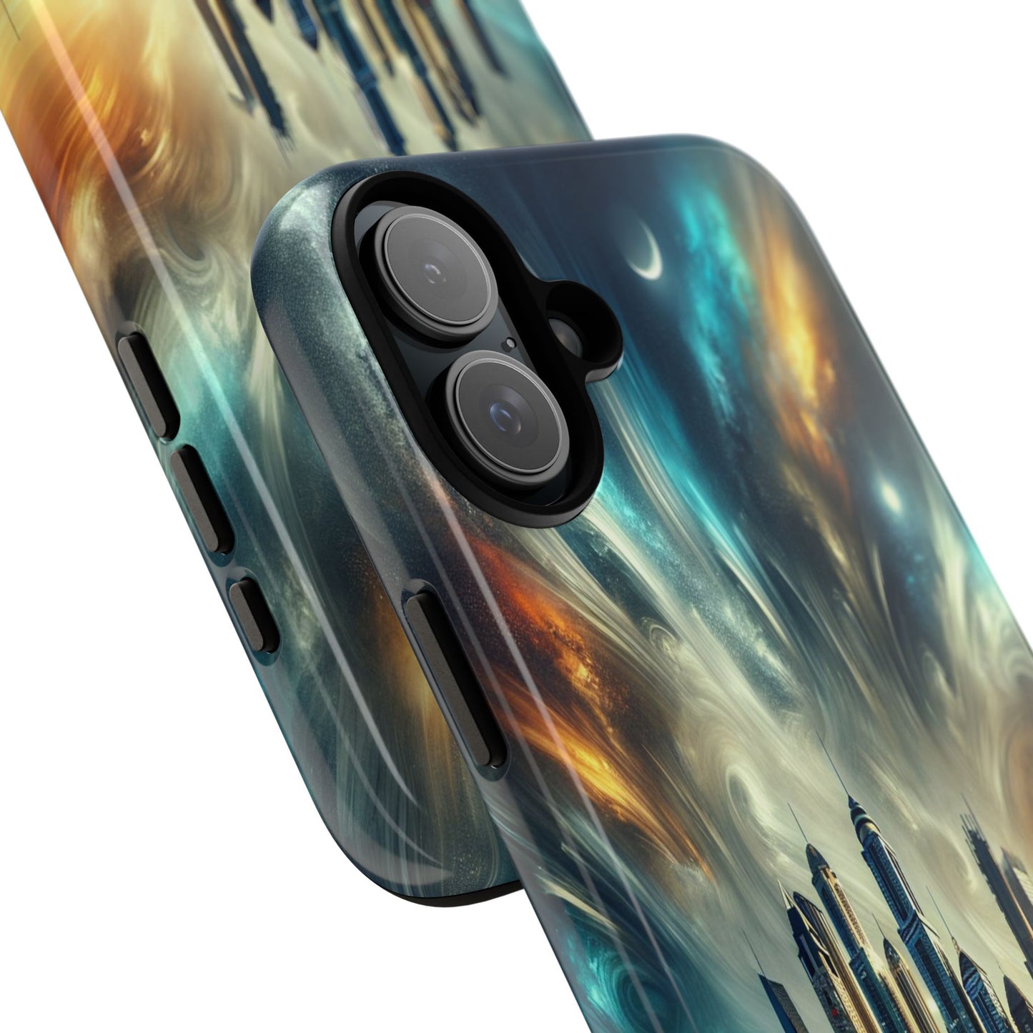 Cityscape under Celestial Tapestry - Phone Case