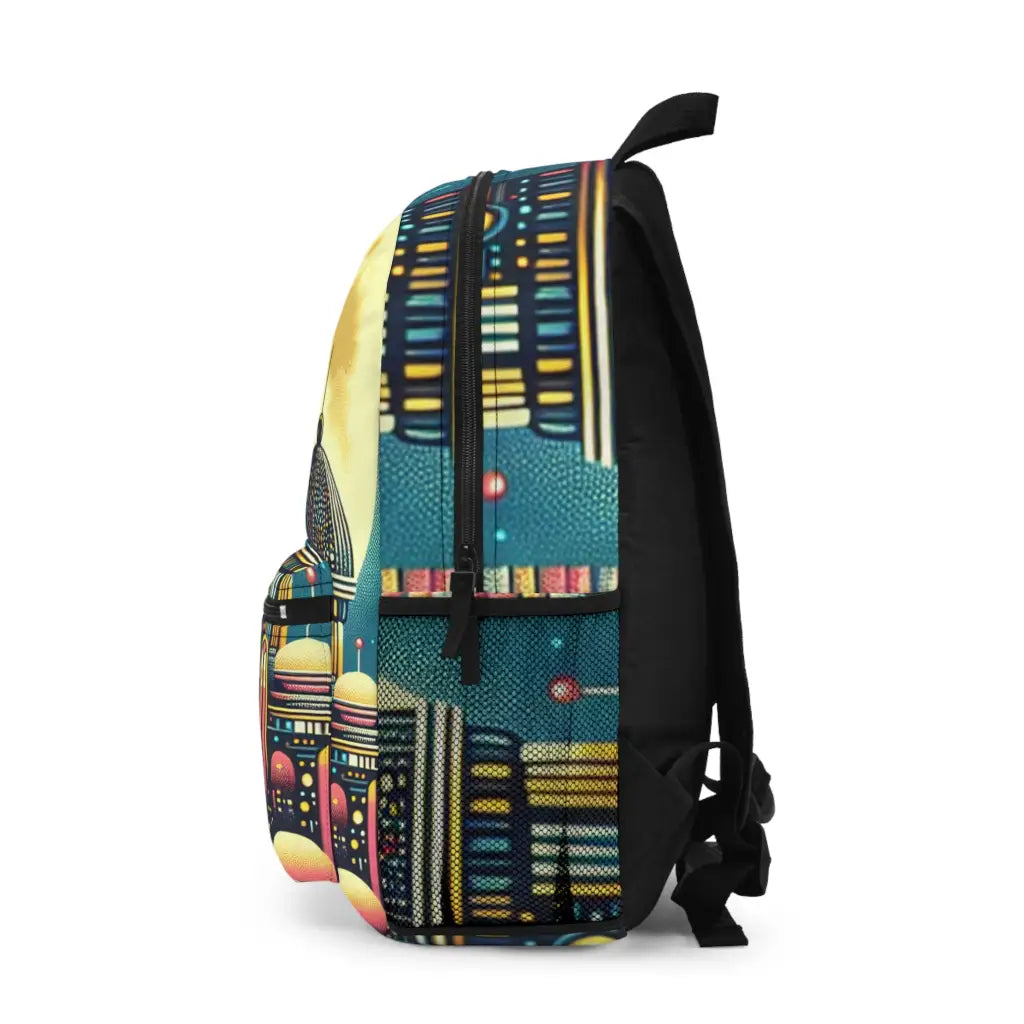 A Radiant Night in the Futuristic Skyline Backpack One size