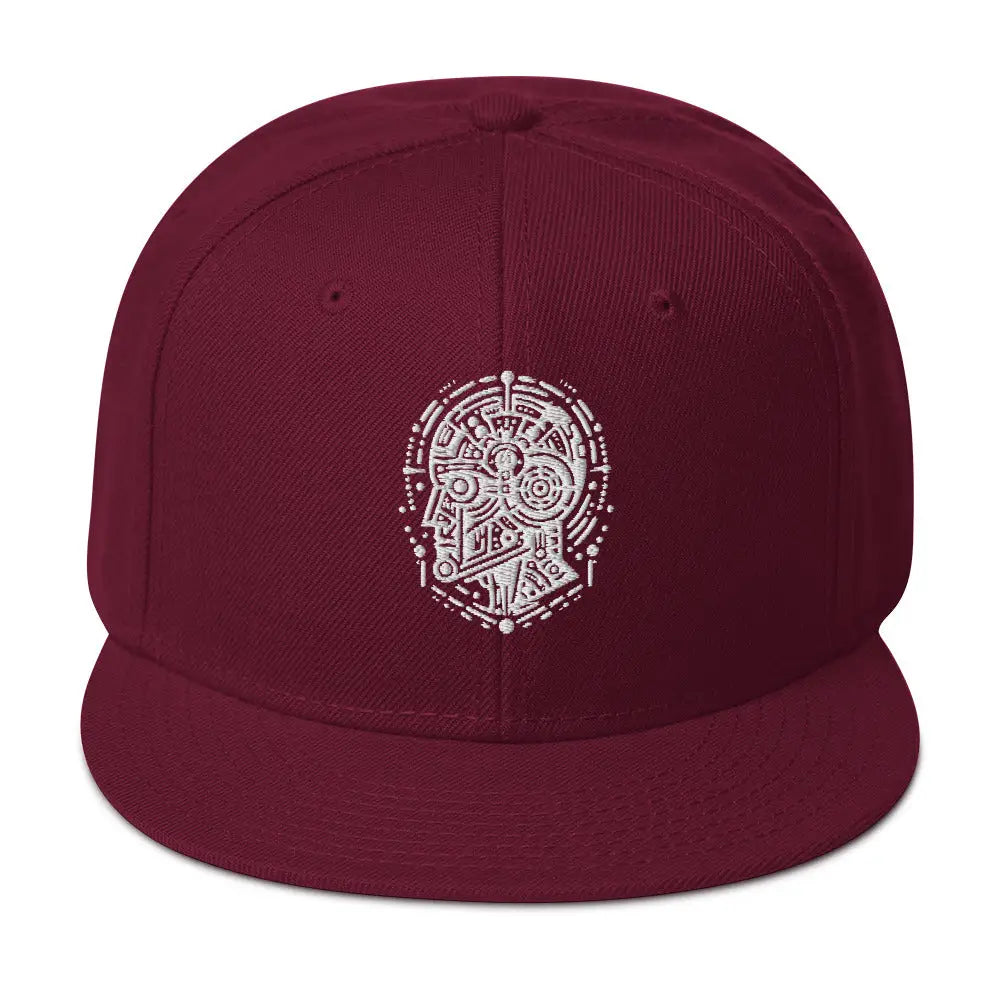 AI Fusion: Futuristic Snapback Hat - Burgundy maroon