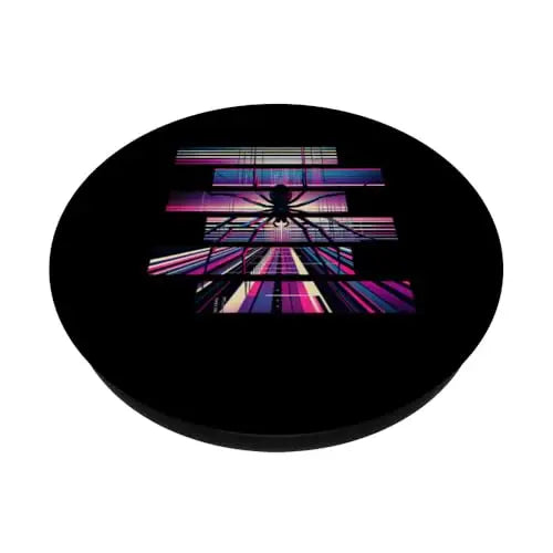 Arachnid Aura: Spider on a Radiant Digital Web PopSockets