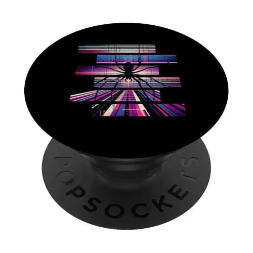 Arachnid Aura: Spider on a Radiant Digital Web PopSockets
