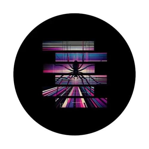 Arachnid Aura: Spider on a Radiant Digital Web PopSockets