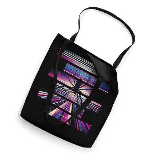 Arachnid Aura: Spider on a Radiant Digital Web Tote Bag