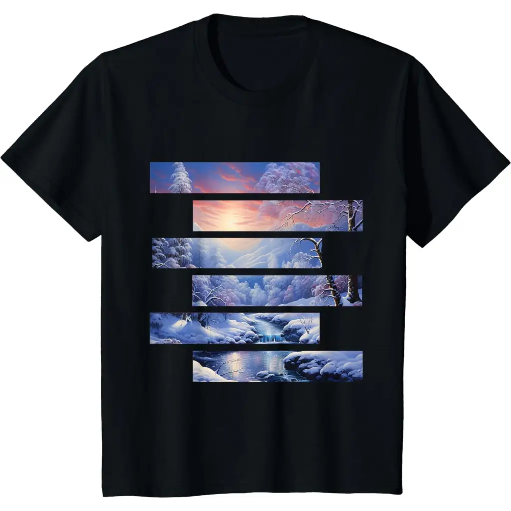 Arctic Elegance: Swirling River T-Shirt - Black / Youth