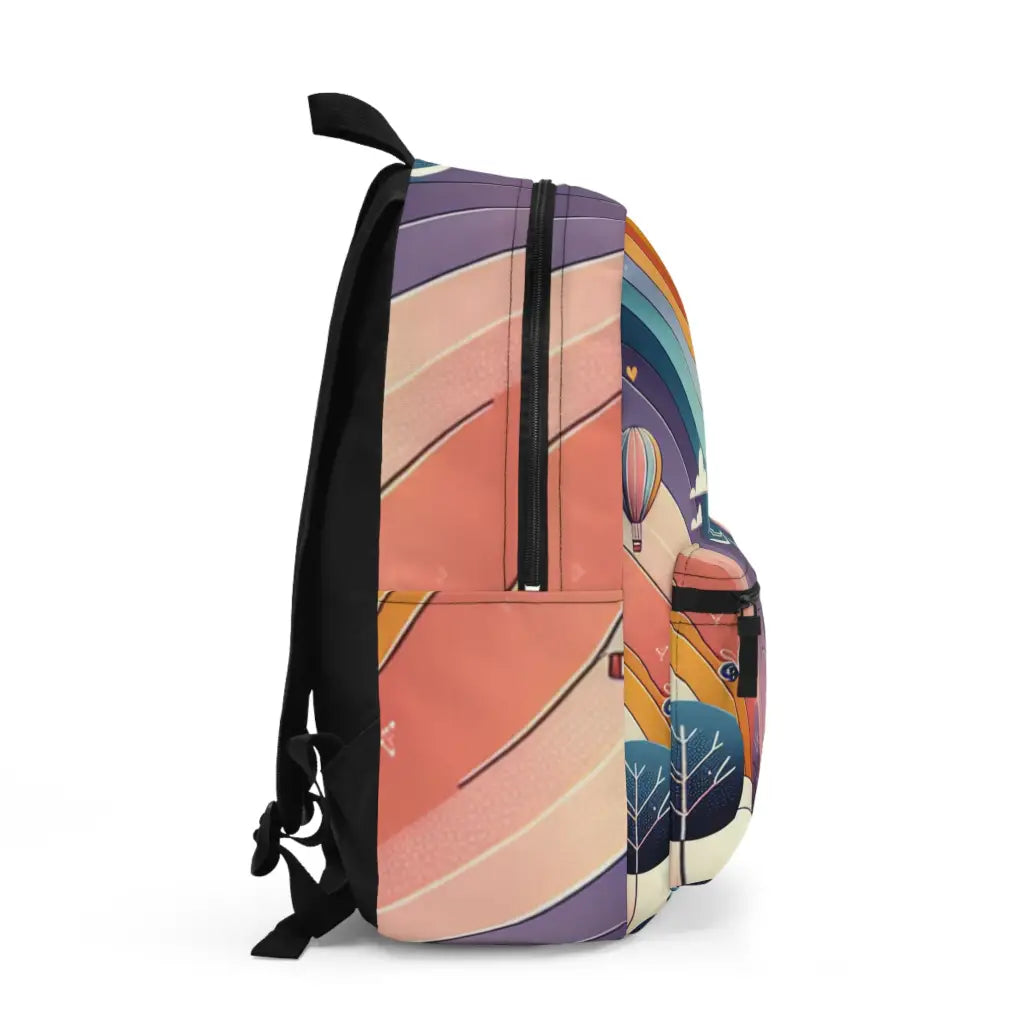 Balloons and Rabbits in a Pastel Paradise Backpack One size