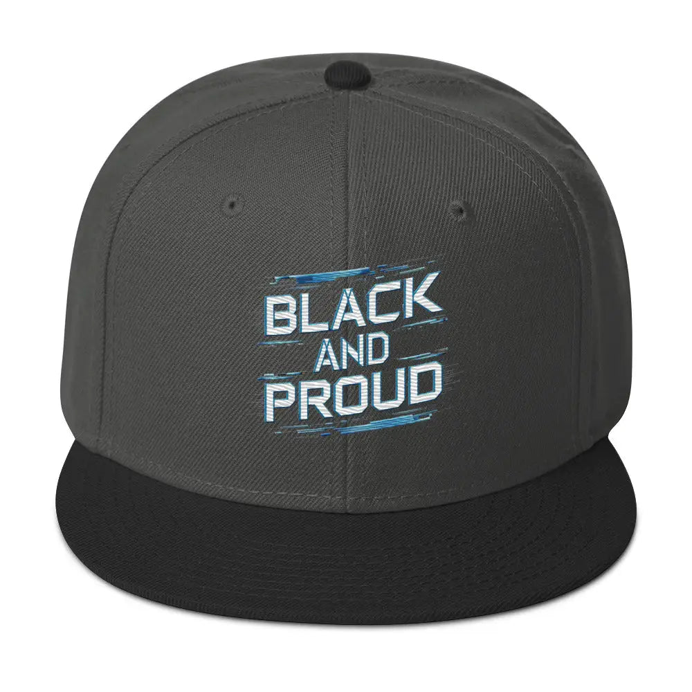 Black and Proud Snapback Hat - Charcoal gray