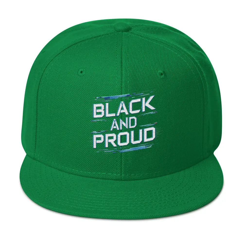 Black and Proud Snapback Hat - Kelly Green