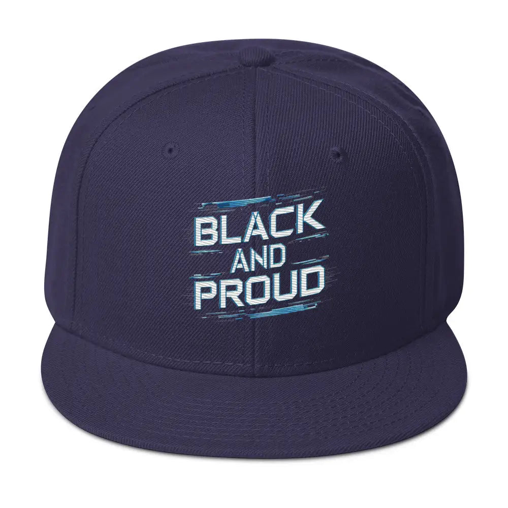 Black and Proud Snapback Hat - Navy blue