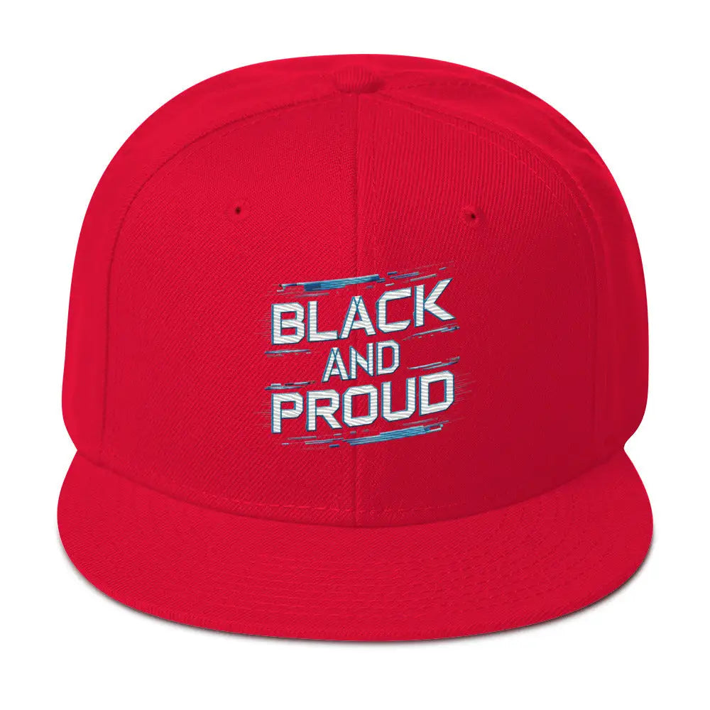 Black and Proud Snapback Hat - Red