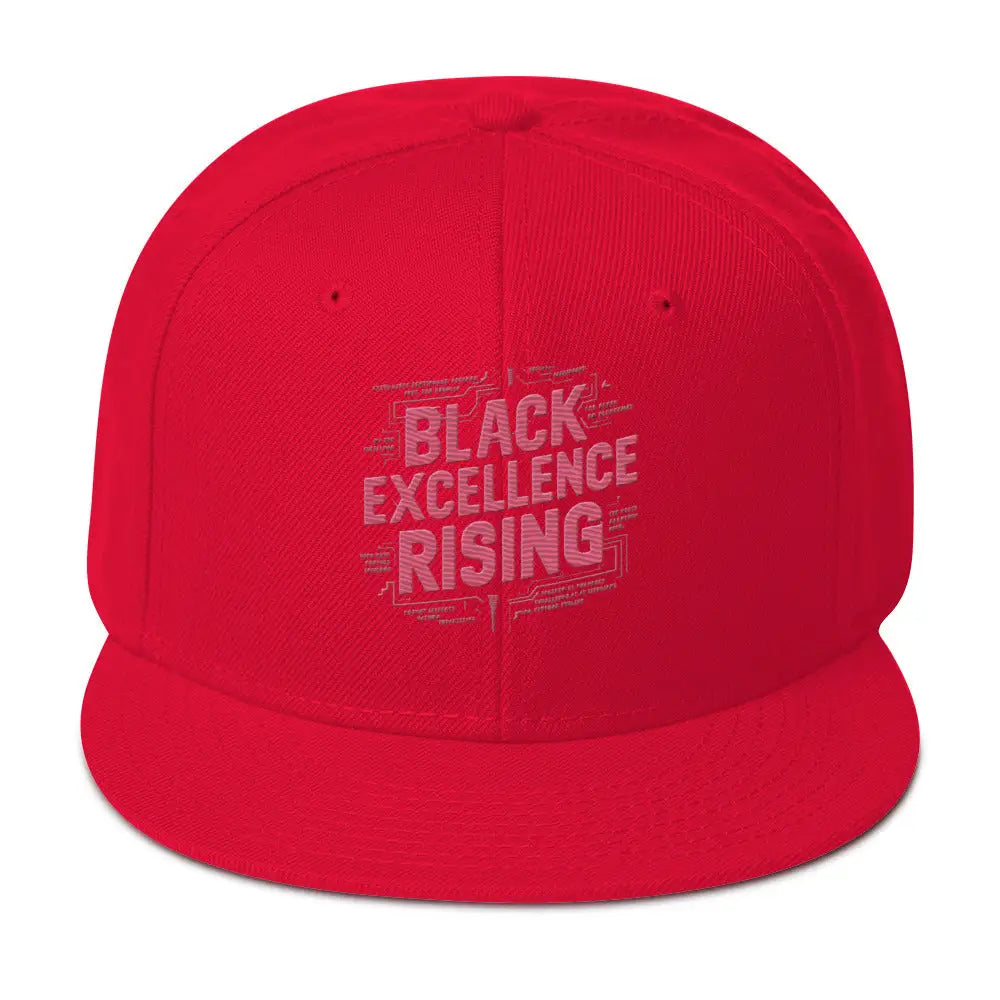 Black Excellence Rising Snapback Hat - Red