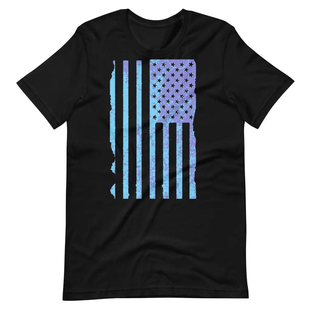 Blue US Distressed Flag Unisex t-shirt - Black / S - T-Shirt