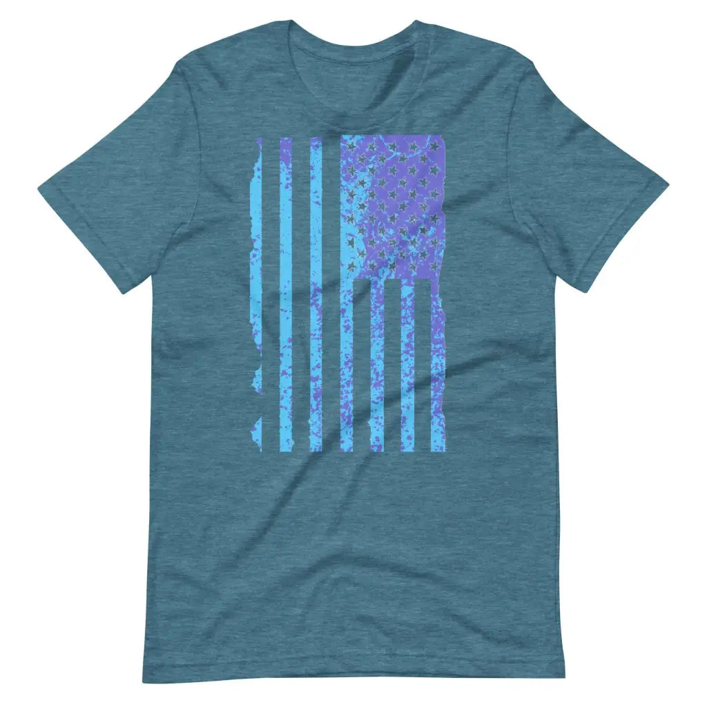 Blue US Distressed Flag Unisex t-shirt - Heather Deep Teal