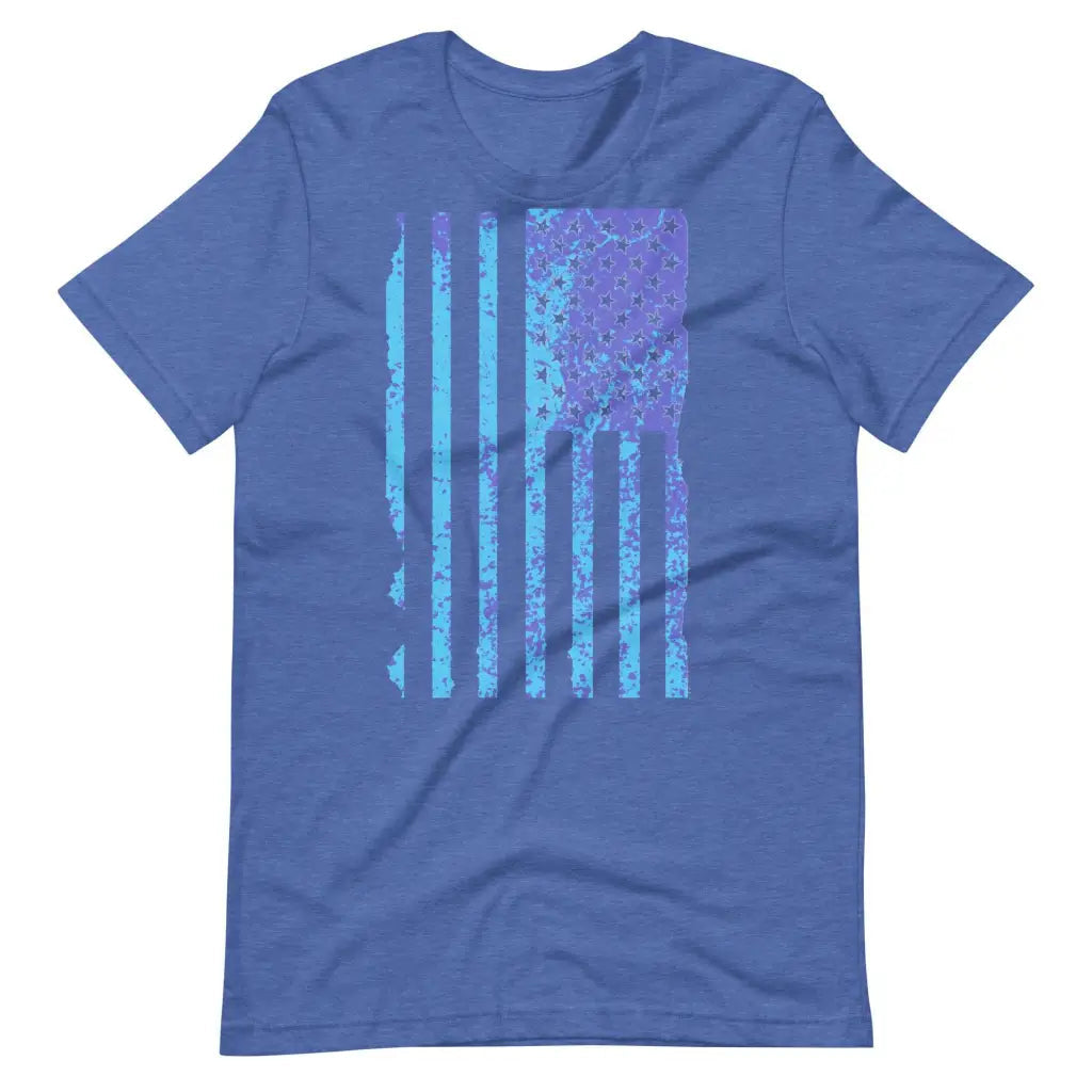 Blue US Distressed Flag Unisex t-shirt - Heather True Royal