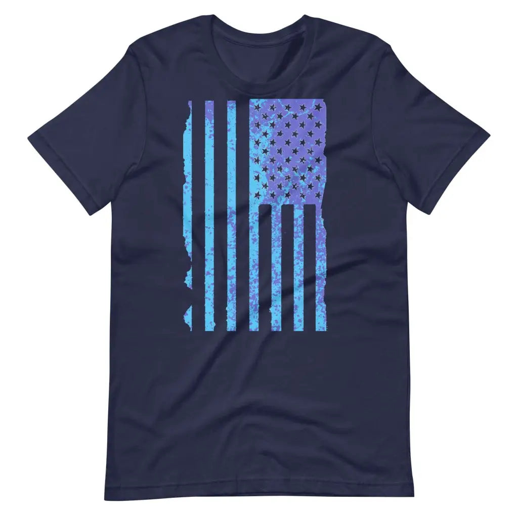 Blue US Distressed Flag Unisex t-shirt - Navy / S - T-Shirt