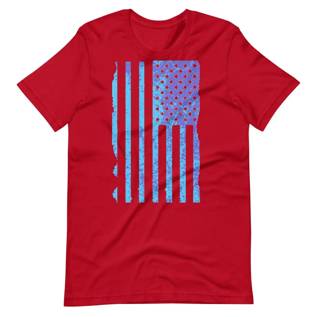 Blue US Distressed Flag Unisex t-shirt - Red / S - T-Shirt