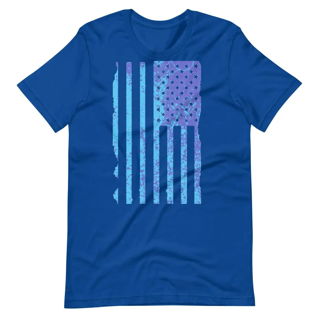 Blue US Distressed Flag Unisex t-shirt - True Royal / S