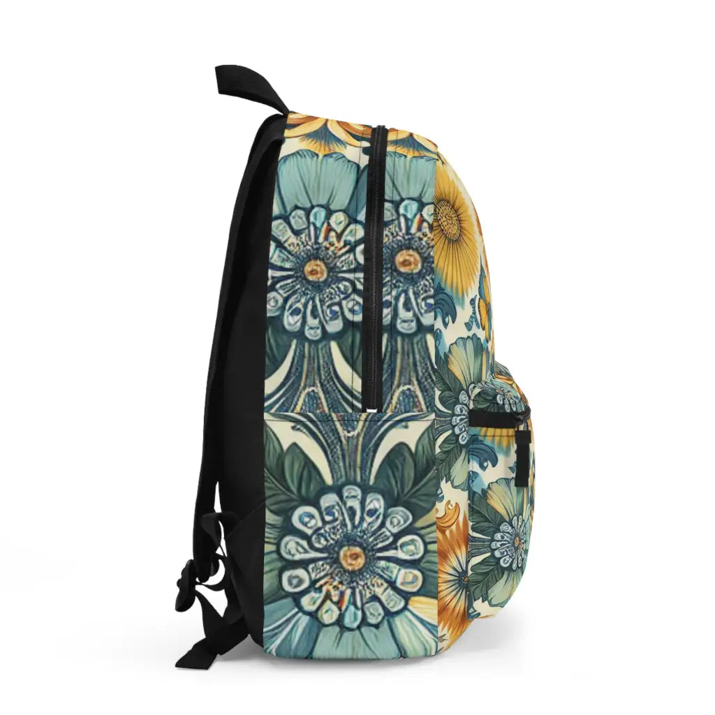 Botanical Elegy in Blue and Gold - Backpack - One size